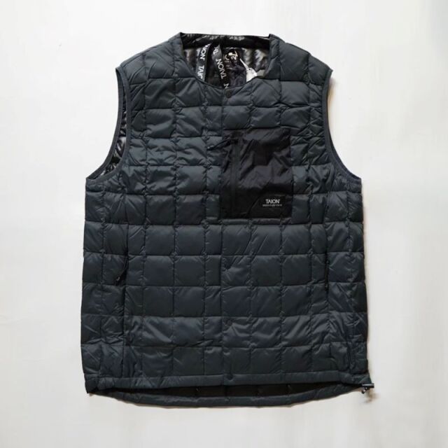 タイオン TAION MOUNTAIN LINE マウンテン クルーネック ライトダウンベスト UNISEX Gray
