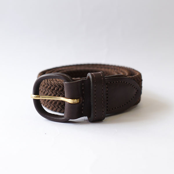 トーマスベイツ THOMAS BATES エラスティックベルト Miami Elastic Braid Belts BROWN