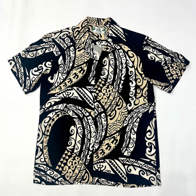 トゥーパルムズ TWO PALMS オープンカラー ハワイアンシャツ S/S Hawaiian Shhirt Rayon TATOO Black