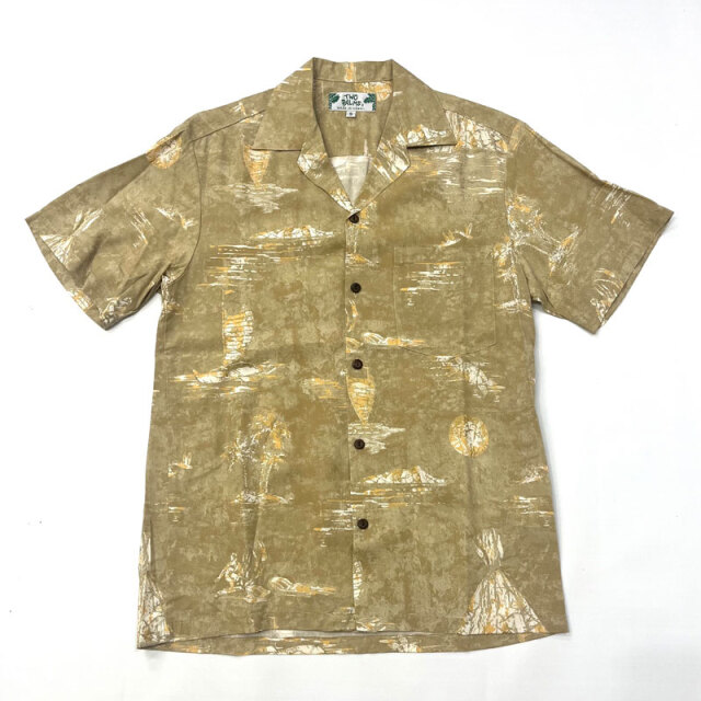 トゥーパルムズ TWO PALMS オープンカラー ハワイアンシャツ S/S Hawaiian Shhirt Rayon VINTAGE HAWAII-Volcano Khaki