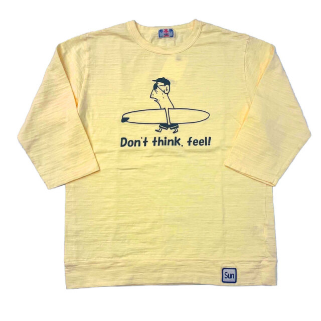 ユーエムアイ サンライズ UMI SUNRISE スラブプリントTEE 7分袖 PRINT T-SHIRT Don't think.feel! Cream Yellow