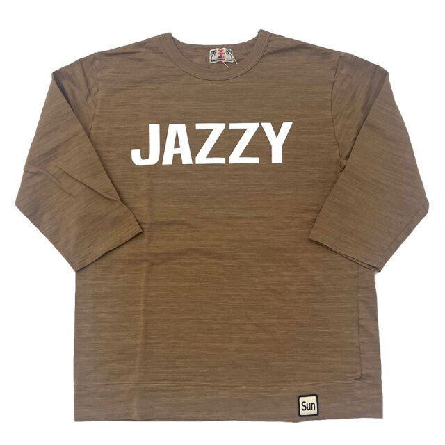 ユーエムアイ サンライズ UMI SUNRISE スラブプリントTEE 7分袖 PRINT T-SHIRT JAZZY Camel