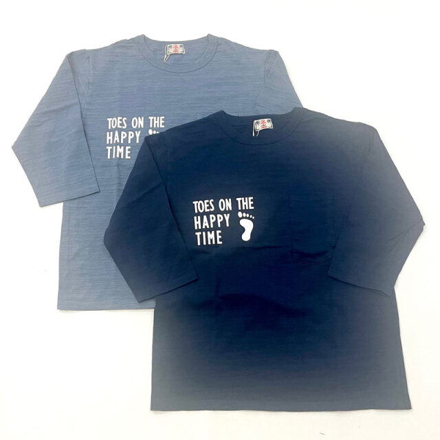 ユーエムアイ サンライズ U.M.I SUNRISE スラブプリント サングラスポケット 7分袖 PRINT T-SHIRT TOES ON THE HAPPY TIME