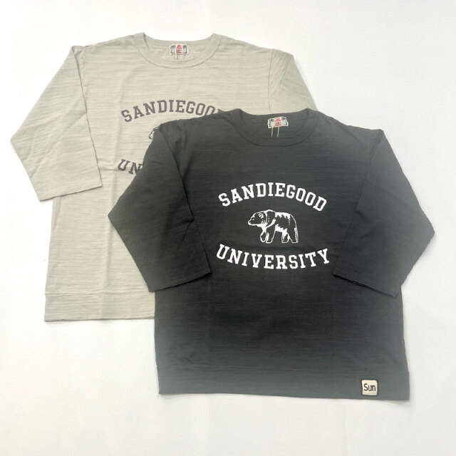 ユーエムアイ サンライズ U.M.I SUNRISE スラブプリントTEE 7分袖 PRINT T-SHIRT SANDIEGOOD UNIVERSITY