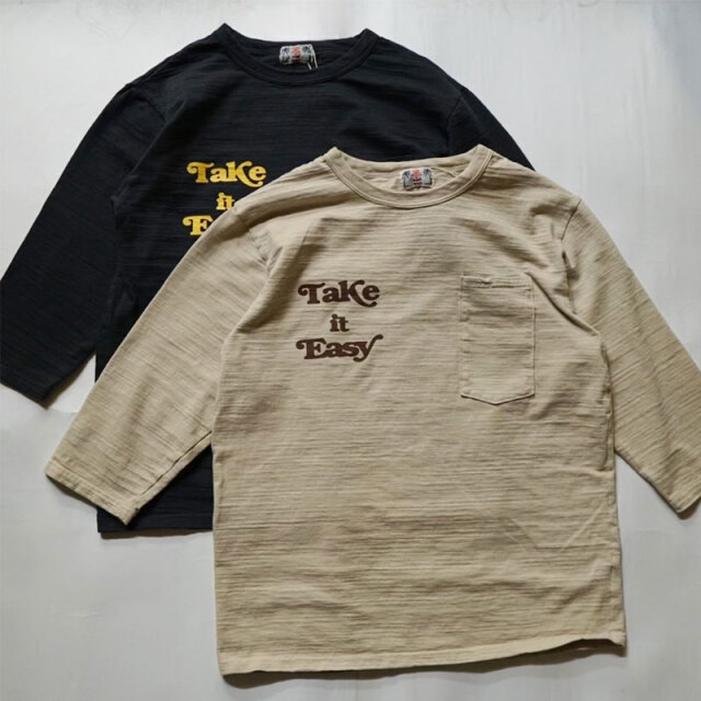 ユーエムアイ サンライズ U.M.I SUNRISE スラブプリント ポケットTEE 7分袖 PRINT T-SHIRT Take it Easy