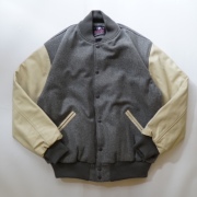 ゲームスポーツウェア GAME Sportswear スタジアムジャンバー Varsity Jacket　アワードジャケット Wool x Genuine Leather Gray/Ivory