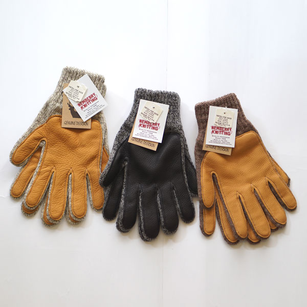 ニューベリーニッティング NEWBERRY KNITTING ディアスキン ウールグローブ Deerskin Palmed Rag Wool Glove アメリカ製
