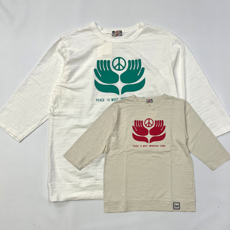 ユーエムアイ サンライズ UMI SUNRISE スラブプリントTEE 7分袖 PRINT T-SHIRT Peace