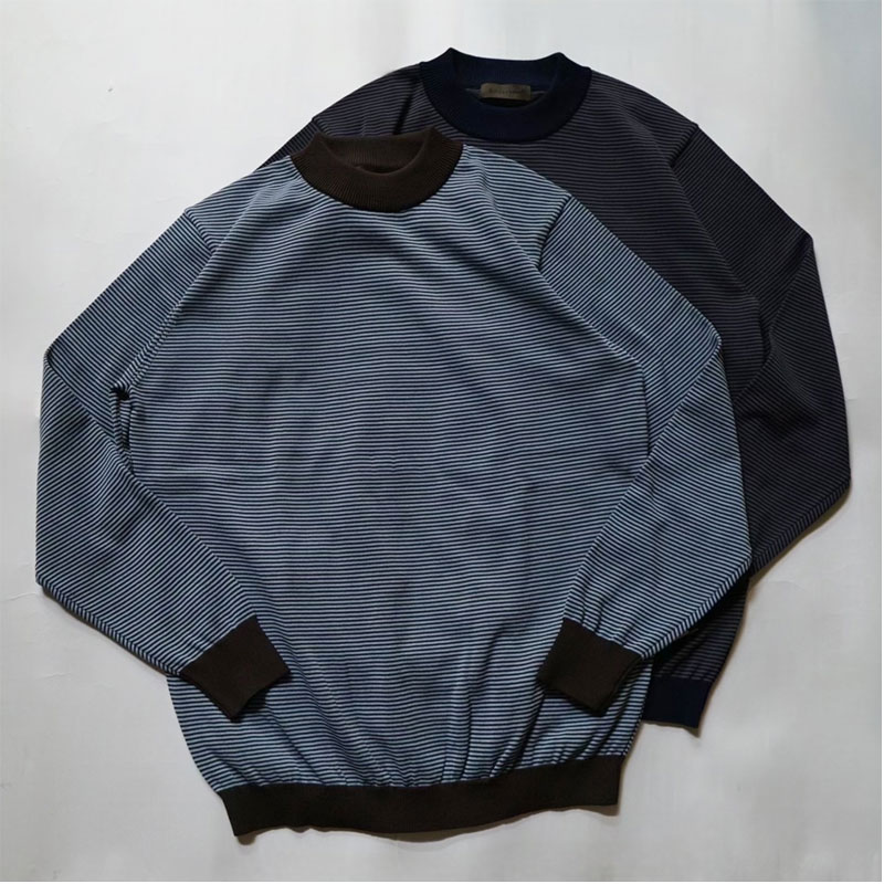 Rinascente リナシェンテ Washable Striped“NumA”neck L/S“Long Ship Knit”沼ネック ウォッシャブル　ボーダーニット