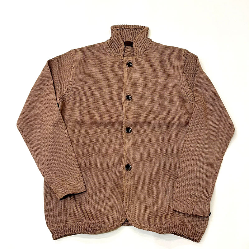 リナシェンテ Rinascente コンニャク擬麻コットン スタンドカラー カーディガン Brown