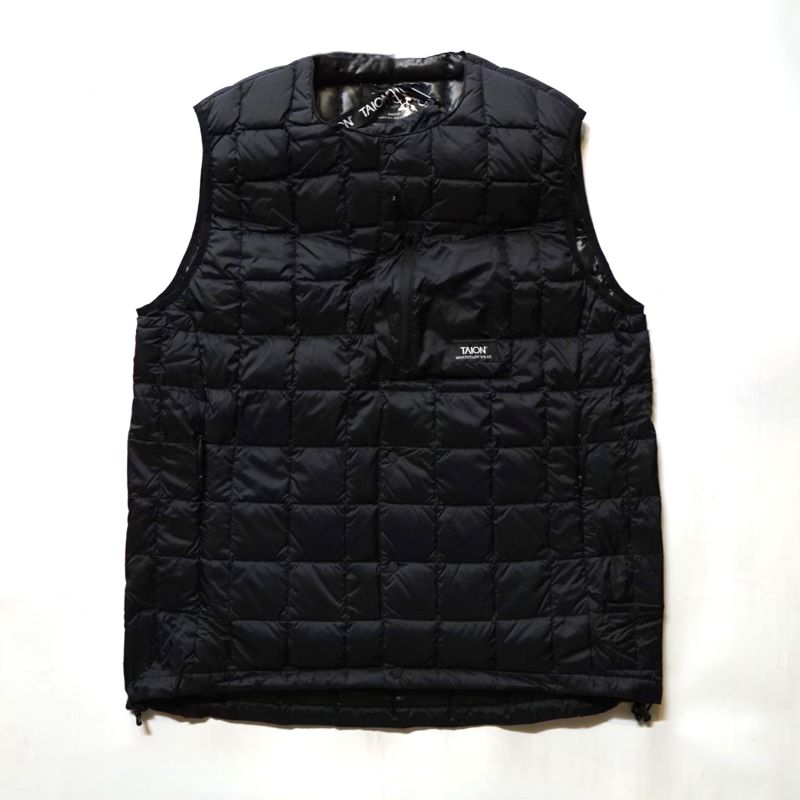 タイオン TAION MOUNTAIN LINE マウンテン クルーネック ライトダウンベスト UNISEX Black