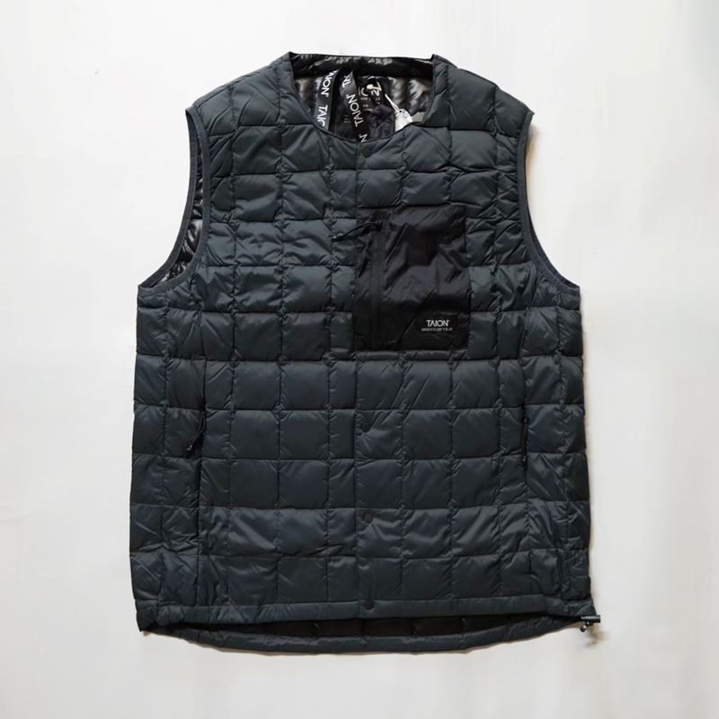 タイオン TAION MOUNTAIN LINE マウンテン クルーネック ライトダウンベスト UNISEX Gray