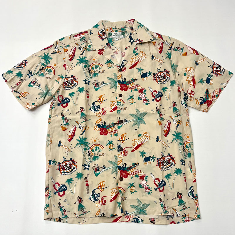 トゥーパルムズ TWO PALMS オープンカラー ハワイアンシャツ S/S Hawaiian Shhirt Rayon VINTAGE ALOHA CREAM