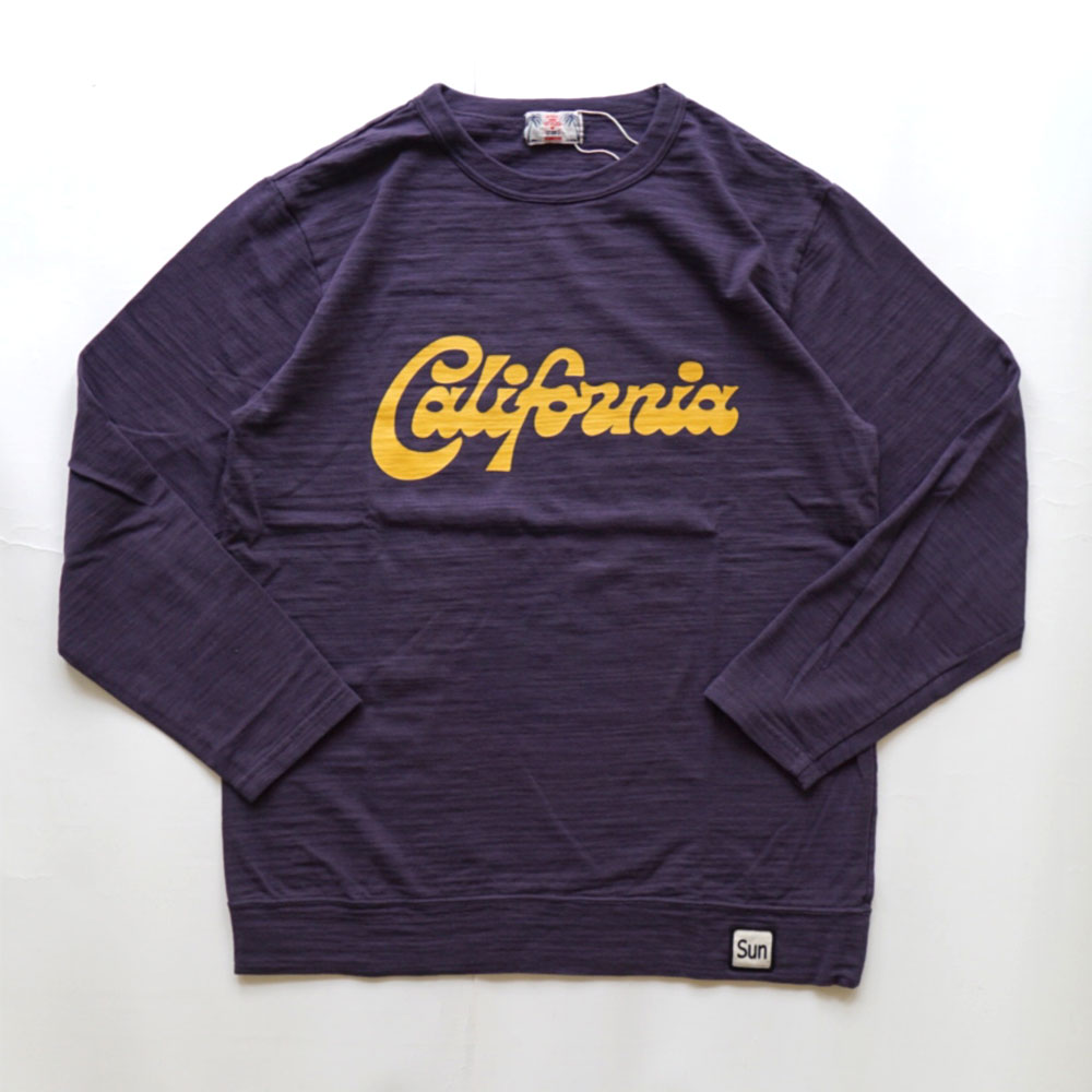 ユーエムアイ サンライズ U.M.I SUNRISE スラブプリント リブ付きロンTEE California Navy