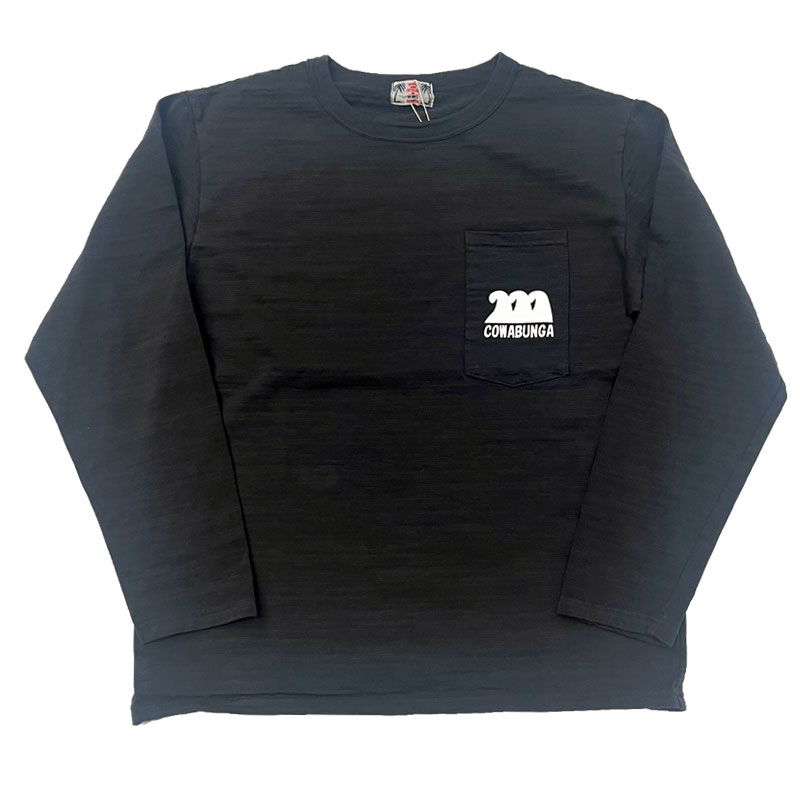 ユーエムアイ サンライズ UMI SUNRISE スラブプリント サングラスポケットロングスリーブ　TEE COWABUNGA Charcoal
