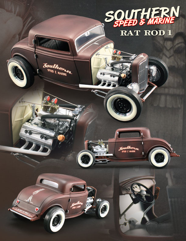1/18 1932 カスタム フォード ホットロッド　模型　アメ車　アメリ　旧車 モーターマックス 1932 フォード ホットロッド ブラック/フレア