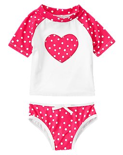 アメリカ　クレイジーエイト　ハート　ドット　スウィム　ラッシュガード　セット