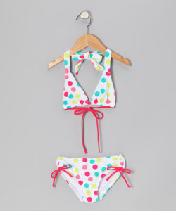 ドット　カラフル　ビキニ　ホワイト