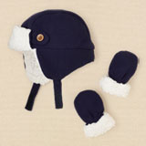 アメリカ　チルドレンズプレイス　トラッパーハット&ミトンセット　ダークブルー