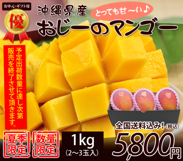 沖縄マンゴー1kg優品中玉3玉入り