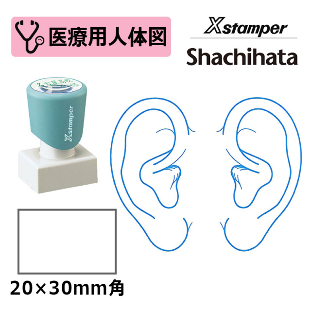 【シヤチハタ】医療用人体図（耳） Xスタンパー 角型印 2030号 ( 印面サイズ:20×30mm )  医療・病院・看護師・ナース・整体師 はんこ スタンプ