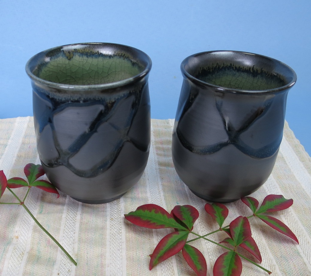 大堀相馬焼き【半谷窯】黒釉夫婦