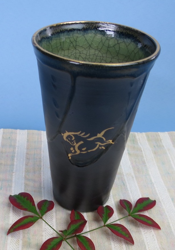 大堀相馬焼き【半谷窯】黒釉フリーカップ（大）