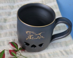 大堀相馬焼き【半谷窯】二重マグカップ（黒）