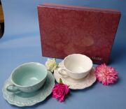 DUKEヂューク ペア カフェオレカップＢ＆Ｔ DL-1300カップ＆ソーサーマグネットフラワー箱付『送料無料』