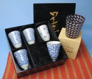 有田焼ワインカップ５客組と江戸キリコオールドグラス１客　送料一律880円　