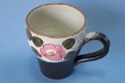 大堀相馬焼き【半谷窯】椿絵マグカップ（赤）