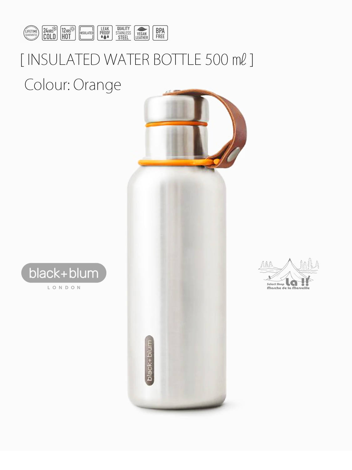 【 black+blum / ブラック ブルム 】INSULATED WATER BOTTLE 500ml / 保温保冷ボトル 500ml