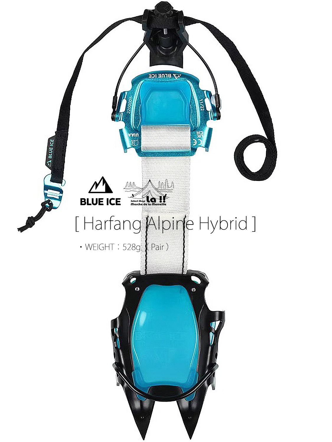 【 BLUE ICE / ブルーアイス 】Harfang Alpine Hybrid / ハーファング アルパイン ハイブリッド / ペアで528g、脅威の軽量性能を持つ本気クランポン(アイゼン)