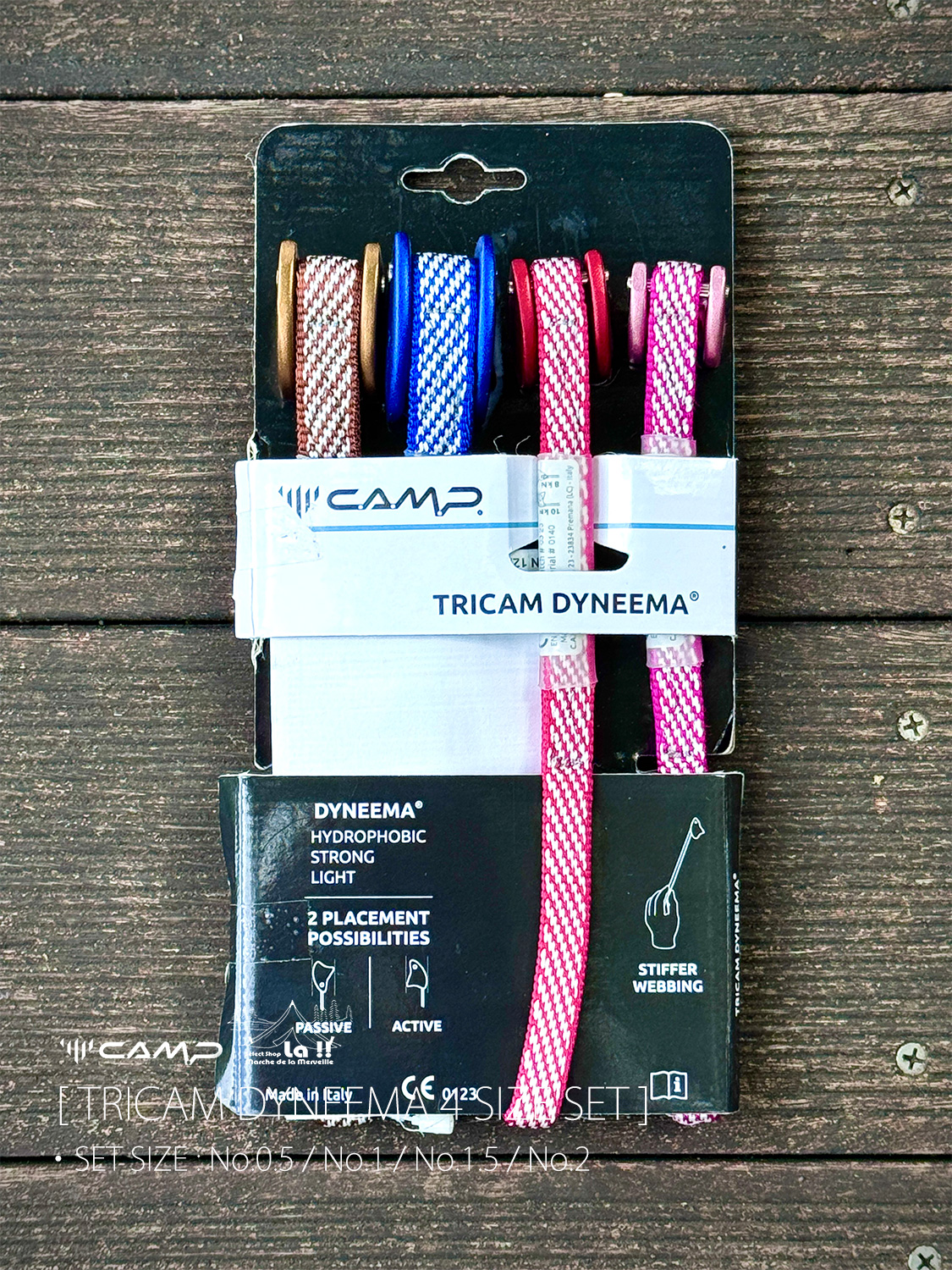 【 C.A.M.P. / カンプ 】TRICAM  DYNEEMA 4 SIZE SET / トライカム ダイニーマ 4サイズセット / より軽量で保水しづらいダイニーマスリングを使用したトライカム