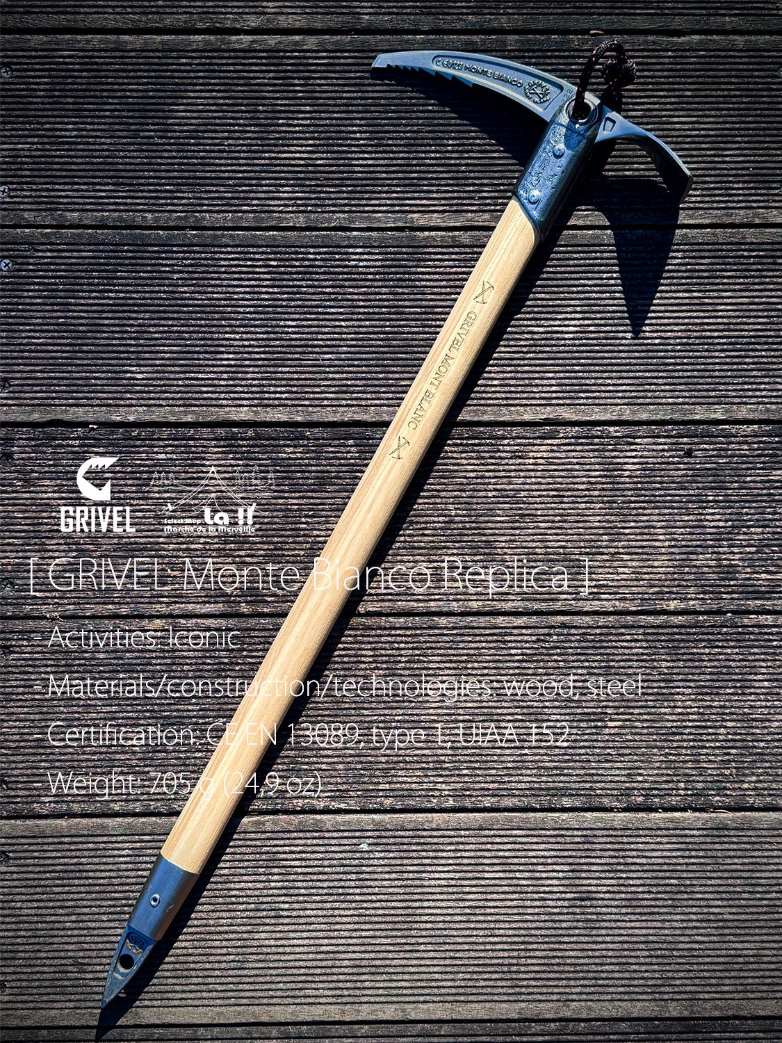 【 GRIVEL / グリベル 】Monte Bianco Replica / モンテ・ビアンコ・レプリカ /  美しいヒッコリーウッドシャフトのアイコニックな古典的アックス