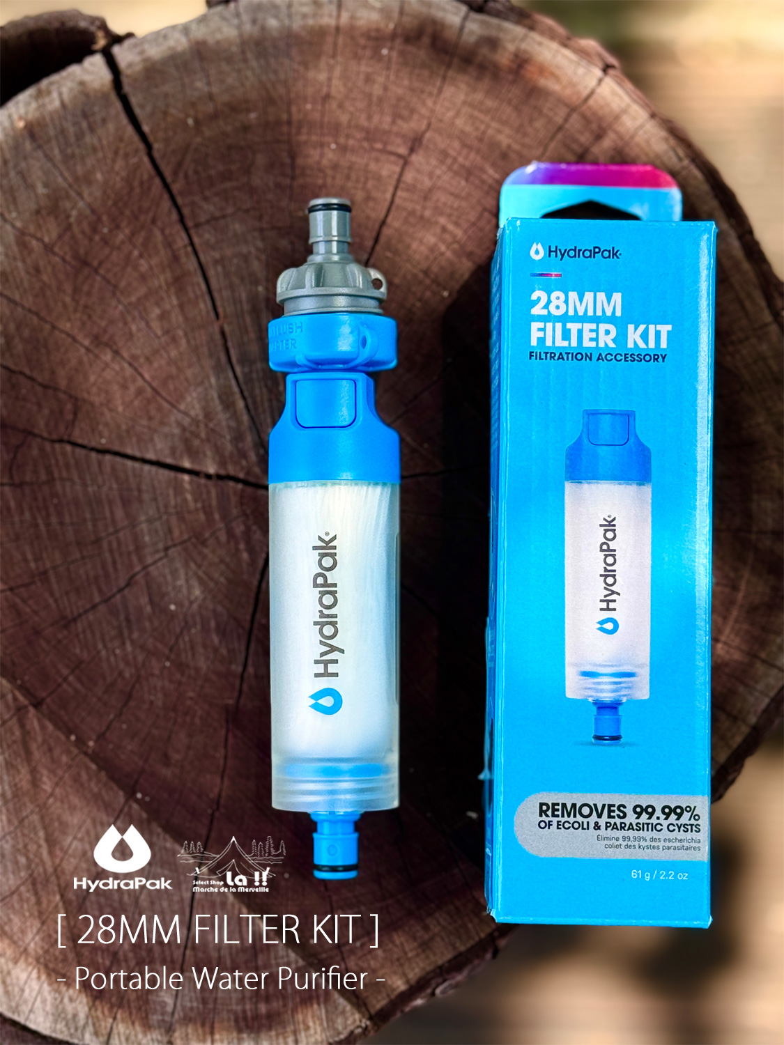 【 HYDRAPAK / ハイドラパック 】28MM FILTER KIT / 28mm PNP インラインフィルター / 携帯性、スピードに優れたスクイーズまたは重力式インラインフィルター（浄水器）