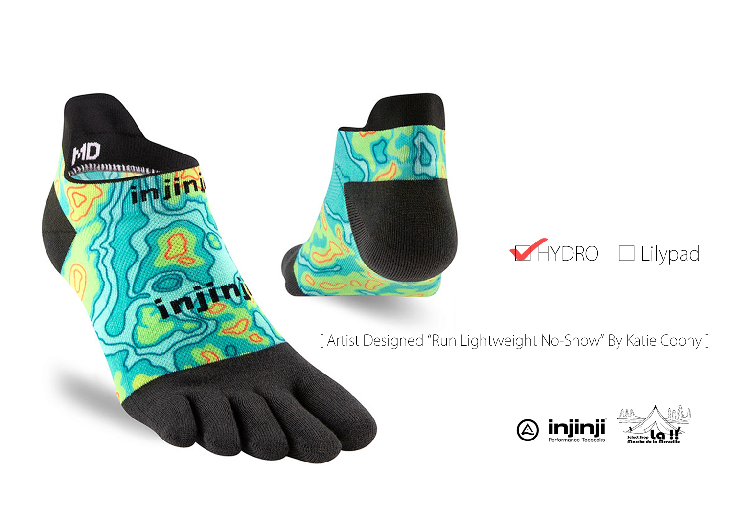 【 Injinji / インジンジ 】Artist Designed “ Run Lightweight No-Show ” / アーティストデザイン ラン ライトウェイト ノーショウ
