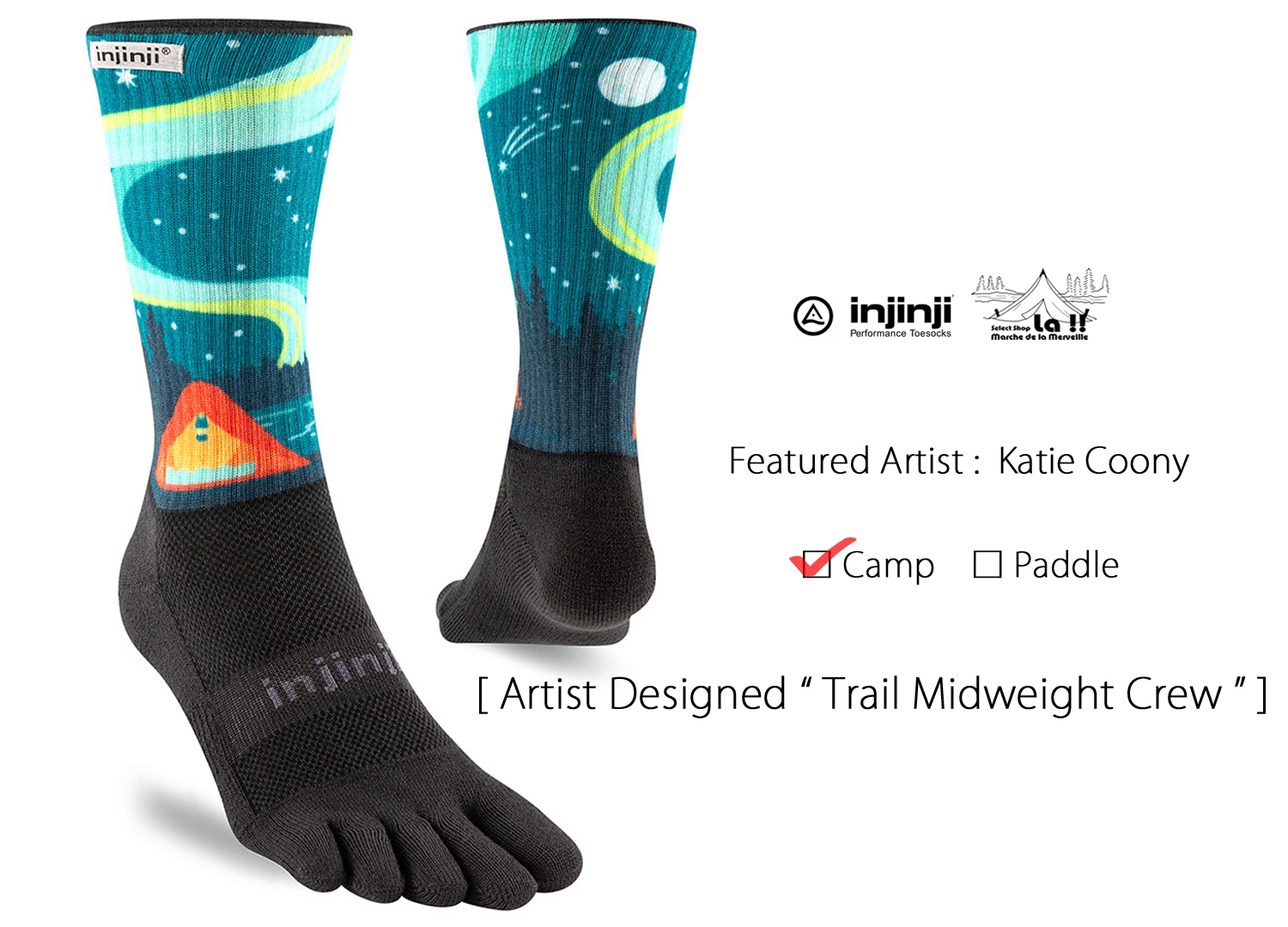 【 Injinji / インジンジ 】Artist Designed “ Trail Midweight Crew ” / アーティストデザイン トレイルミッドウエイトクルー