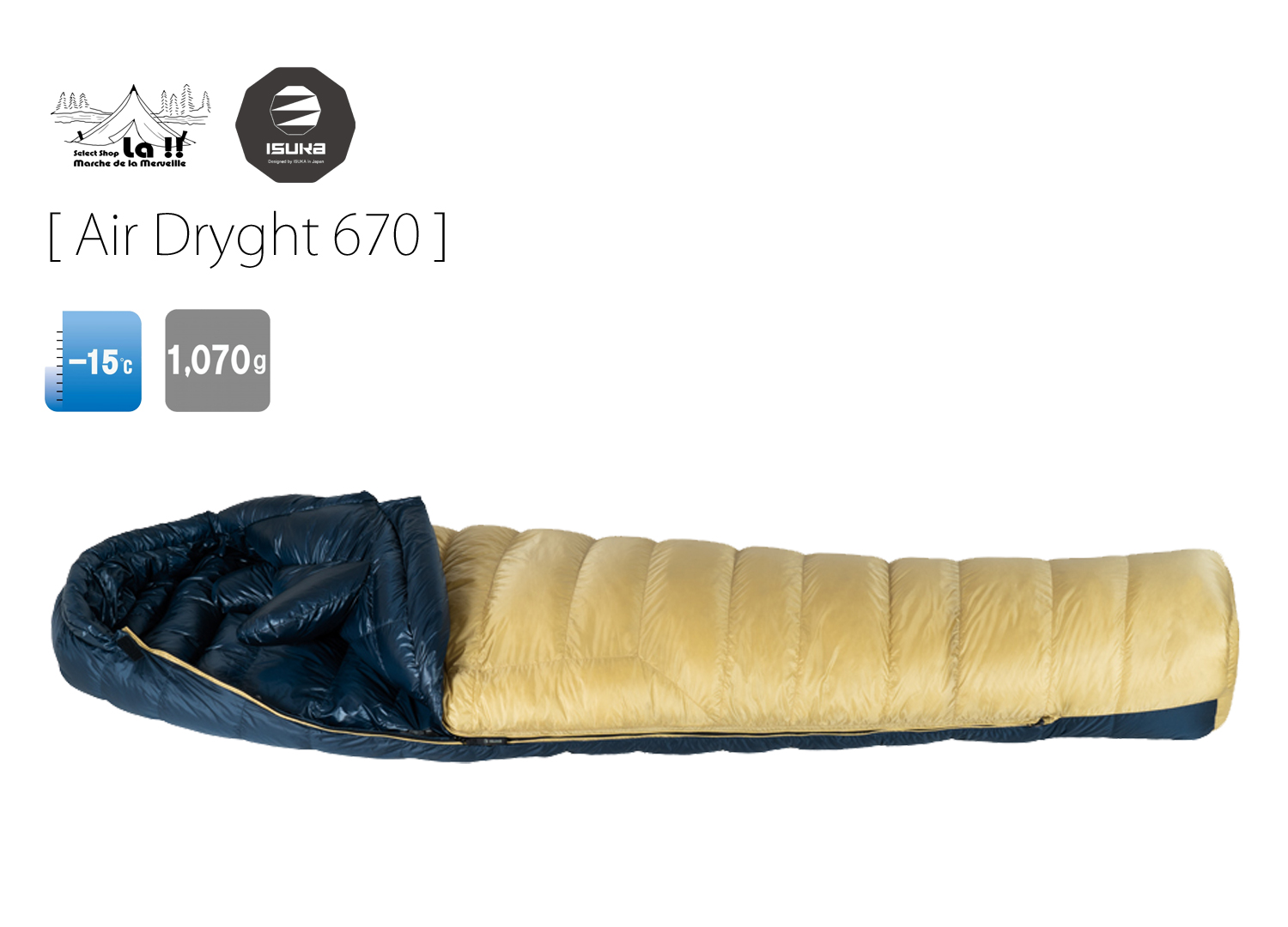 【 ISUKA / イスカ 】Air Dryght 670 / エアドライト 670 / マイナス15度対応、厳冬期の中級山岳、残雪期の3000m級推奨ドライダウン