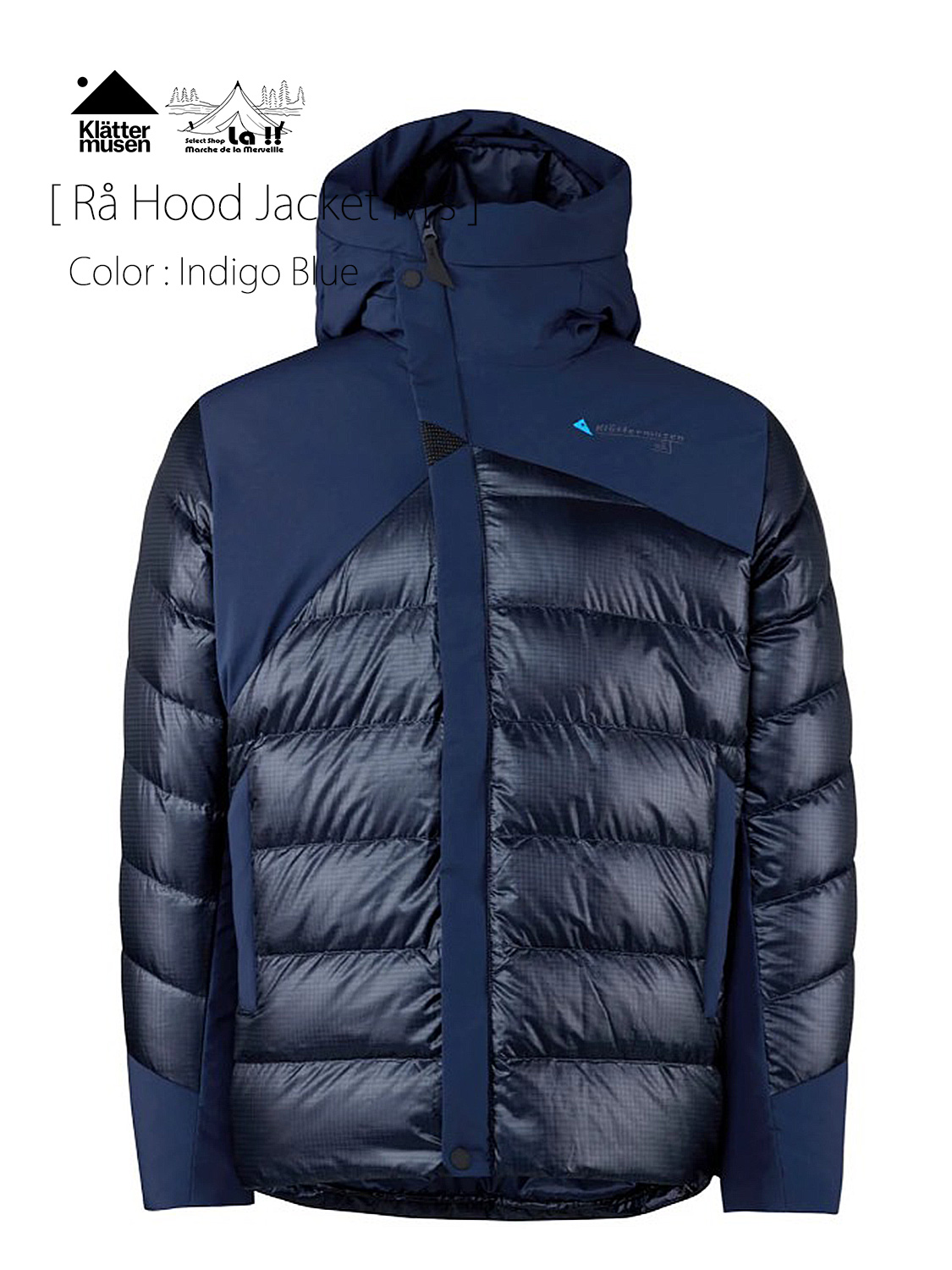 【 KLATTERMUSEN / クレッタルムーセン 】Ra Hood Jacket M’s - Indigo Blue / ロー フード ジャケット M's - インディゴブルー / 耐久性と保温性に優れた軽量ダウンジャケット
