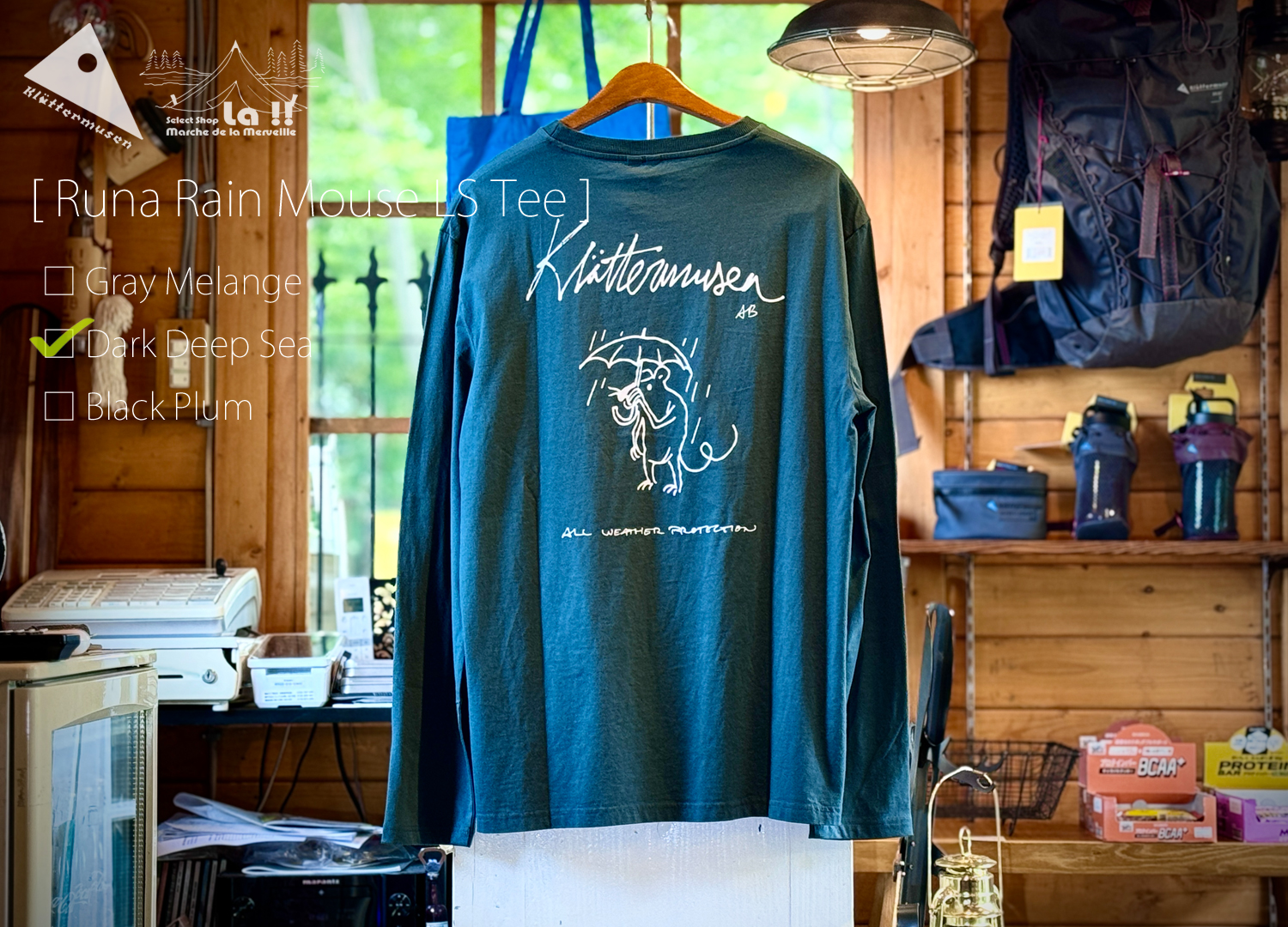 【 KLATTERMUSEN / クレッタルムーセン 】Runa Rain Mouse LS Tee / ルナ レインマウス 長袖T / ヨーロッパ限定の100%オーガニックコットン生地