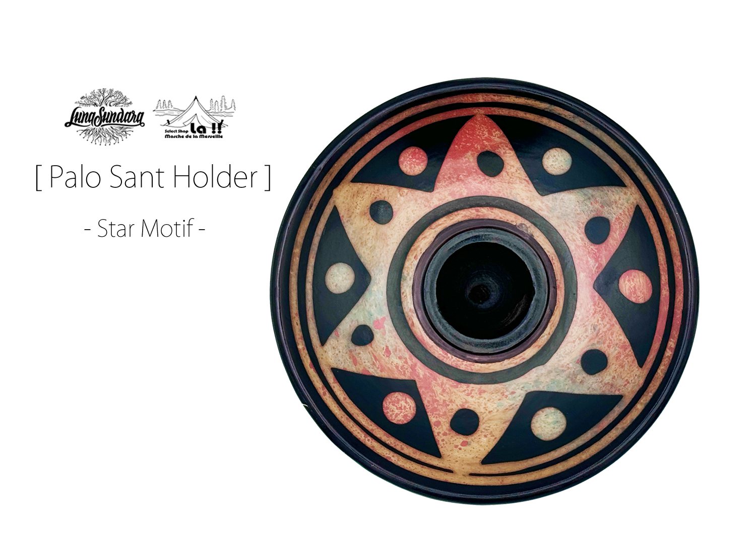 【 Luna Sundara 】ルナスンダラ Palo Santo Holder -Star Motif- パロサントホルダー 星モチーフ / パロサントスティック5本付き