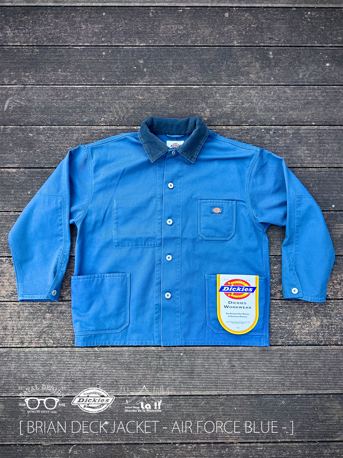 【 NATAL DESIGN × Dickies / ネイタルデザイン×ディッキーズ 】BRIAN DECK JACKET -AIR FORCE BLUE- / ミリタリーデッキジャケットがデザインソースのワークJK