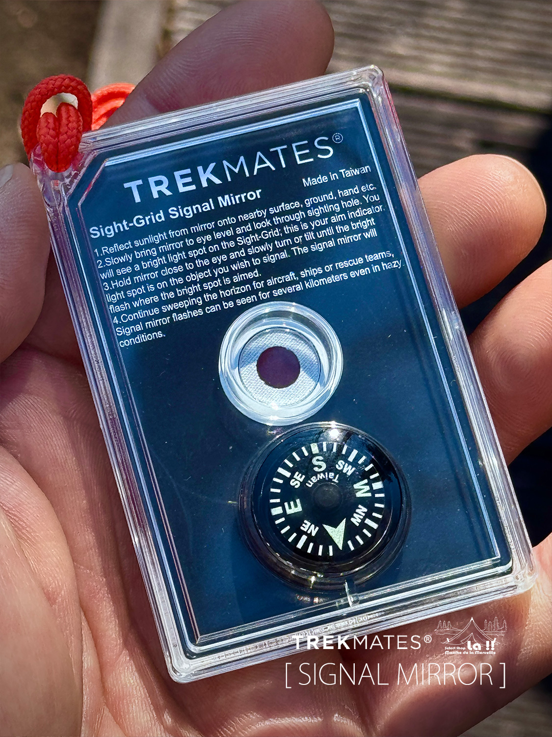 【 TREK MATES / トレックメイツ 】SIGHT - GRID SIGNAL MIRROR / サイトグリッド シグナルミラー / コンパスと光学照準器が装備されたシグナルミラー