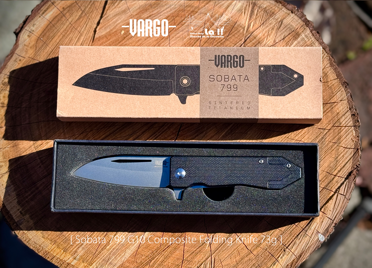 【 Vargo / ヴァーゴ 】 "SOBATA799" G10-Composite Handle Folding Knife 73g / ソバタ799 G10-コンポジット ブラックハンドル