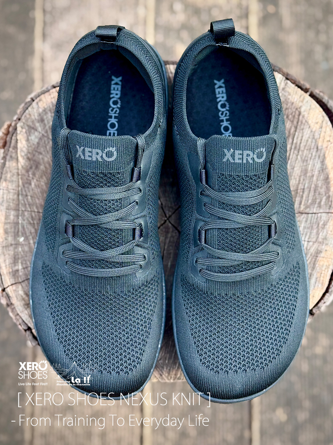 【 XERO SHOES / ゼロシューズ 】 NEXUS KNIT M's BLACK & BLACK / ネクサスニット M's ブラック/ 日常生活からトレーニングまで活躍するベアフットシューズ