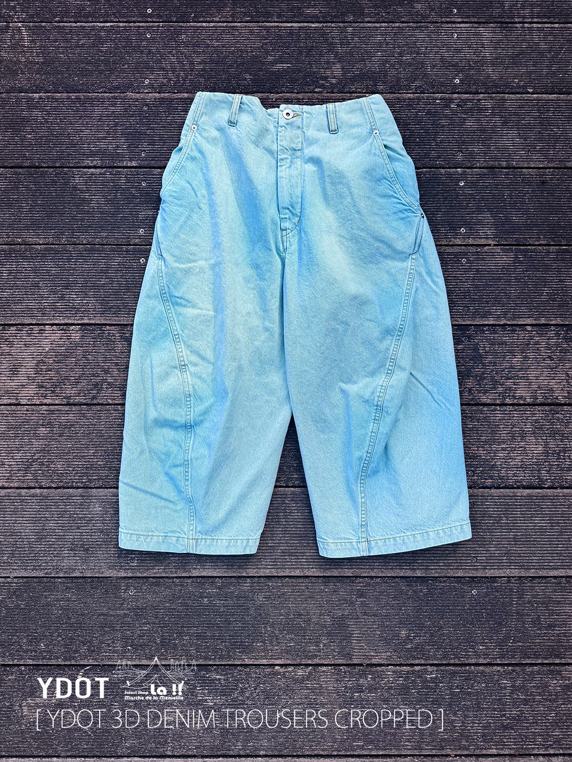 【 YDOT / ワイドット 】3D DENIM TROUSERS CROPPED / 3D トラウザーズ クロップドデニム / シルエットの美しい立体裁断リラックスフィットクロップドデニムパンツ