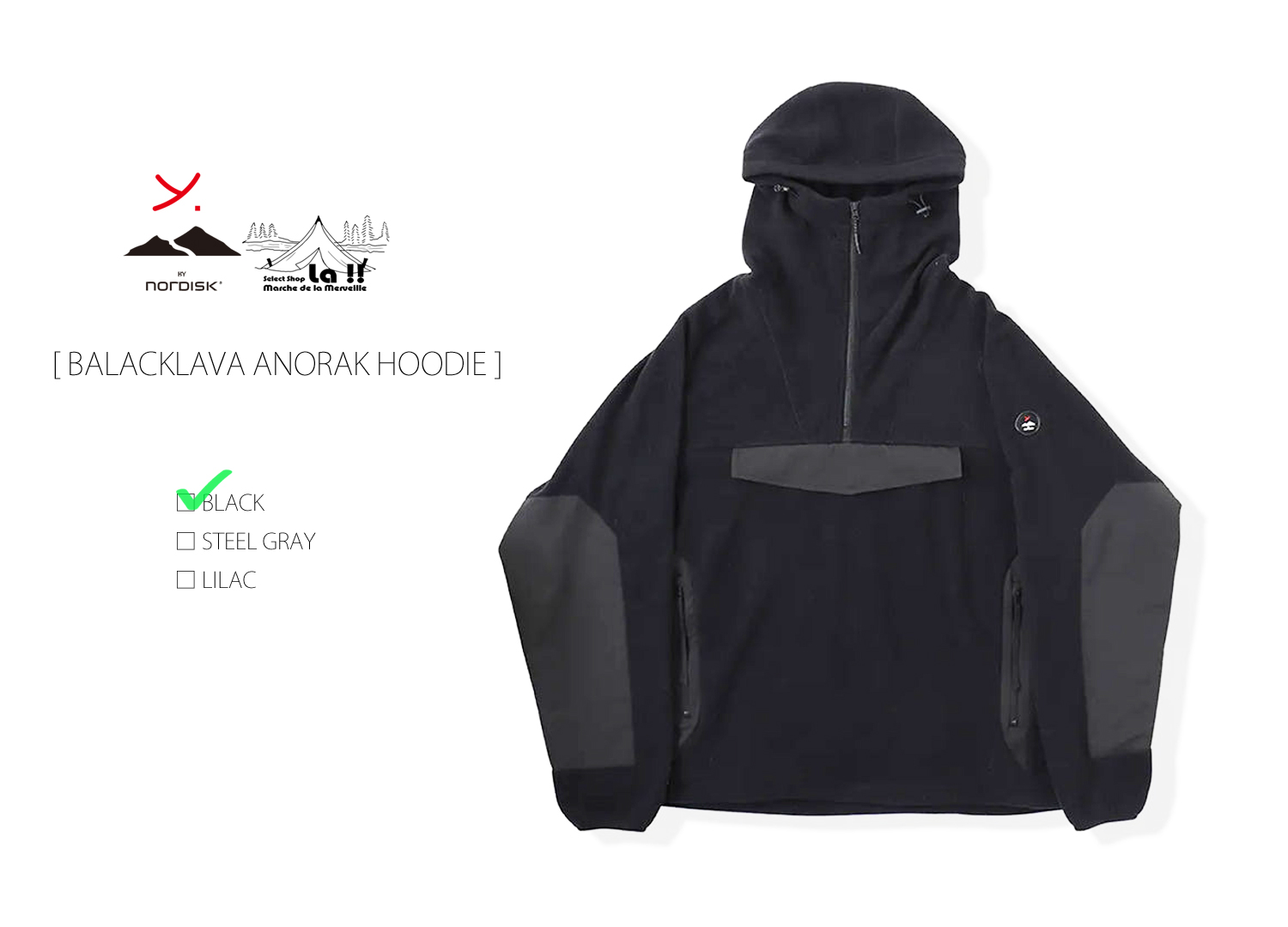 【 YDOT / ワイドット 】BALACKLAVA ANORAK HOODIE / バラクラバフードのマイクロフリースアノラック