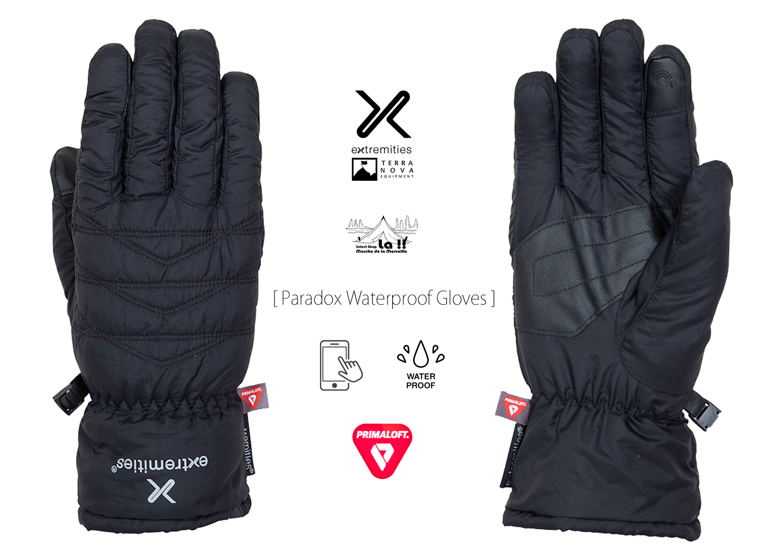 【 Extremities / エクストリミティーズ 】 PARADOX WATERPROOF GLOVE / プリマロフト入りの超軽量、コンパクト収納なインサレーショングローブ
