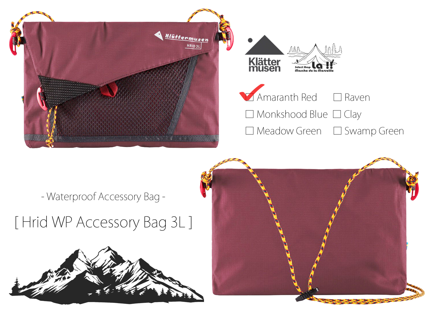 【 KLATTERMUSEN / クレッタルムーセン 】Hrid WP Accessory Bag 3L / フリッド ウォータープルーフ アクセサリバッグ / サコッシュとして利用可能な防水仕様オーガナイザー